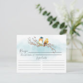 Modern Watercolor Love Birds Rezept Card Postkarte (Stehend Vorderseite)