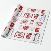 Modern Watercolor LOVE Wrapping Paper Geschenkpapier (Ungerollt)