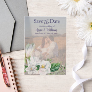 Modern Watercolor Magnolia Save the Date Pergament Einladungen