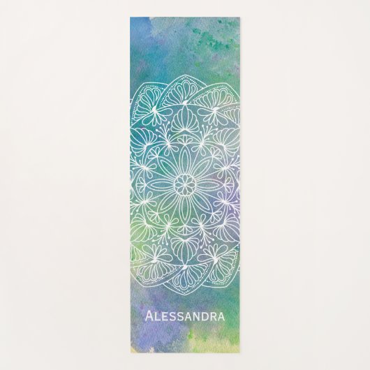 Modern Watercolor Mandala Personalisiert Yoga Mat Yogamatte (Vorderseite)