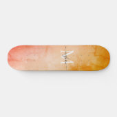 Modern Watercolor Monogram Script Skateboard (Horizontal)