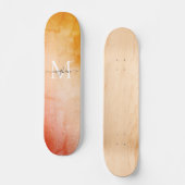 Modern Watercolor Monogram Script Skateboard (Vorderseite)