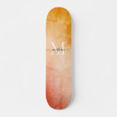 Modern Watercolor Monogram Script Skateboard (Vorne)