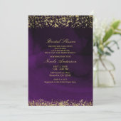 Modern Watercolor Moody Lila Gold Brautparty Einladung (Stehend Vorderseite)