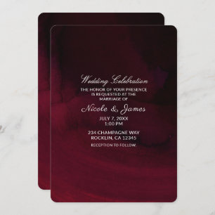 Modern Watercolor Moody Maroon Burgundy Wedding Einladung