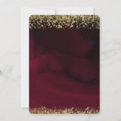 Modern Watercolor Moody Maroon & Gold Wedding Einladung (Rückseite)