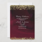 Modern Watercolor Moody Maroon & Gold Wedding Einladung (Vorderseite)