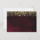 Modern Watercolor Moody Maroon & Gold Wedding RSVP (Rückseite)