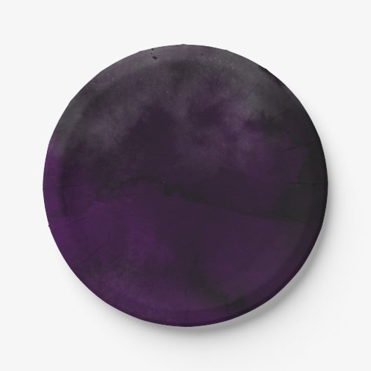 Modern Watercolor Moody Plum Lila Hochzeitsfeier Pappteller (Vorderseite)