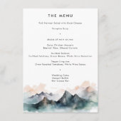 Modern Watercolor Mountain Landscape Wedding  Menükarte (Vorderseite)