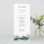 Modern Watercolor Mountain Landscape Wedding  Menükarte (Stehend Vorderseite)