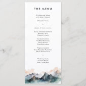 Modern Watercolor Mountain Landscape Wedding  Menükarte (Vorderseite)