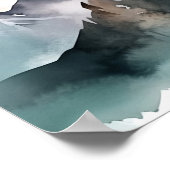 Modern Watercolor Mountain Landscape Wedding Poster (Ecke)