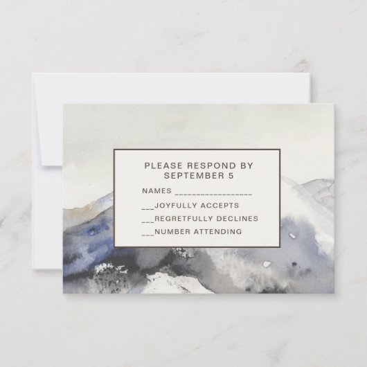 Modern Watercolor Mountains RSVP Card Neutral Tan Karte (Vorderseite)