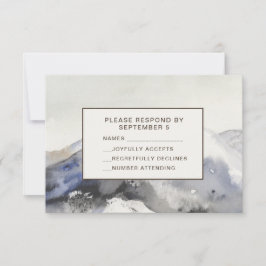 Modern Watercolor Mountains RSVP Card Neutral Tan Karte