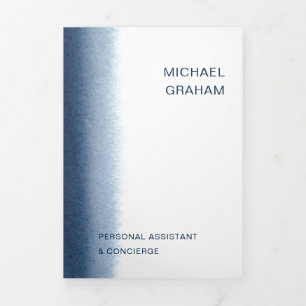 Modern Watercolor Navy Blue Trifold Broschüre