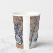 Modern watercolor of colored snowed trees pappbecher (Links)