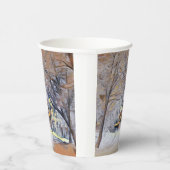 Modern watercolor of colored snowed trees pappbecher (Rechts)