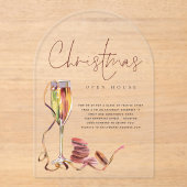 Modern Watercolor Open House Weihnachten Acryl Acryleinladungen (Vorderseite)