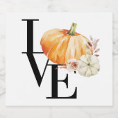 Modern Watercolor Orange Pumpkin With Love Bierflaschenetikett (Einzelnes Label)