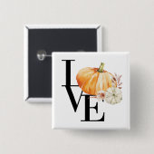 Modern Watercolor Orange Pumpkin With Love Button (Vorne & Hinten)