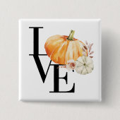 Modern Watercolor Orange Pumpkin With Love Button (Vorderseite)