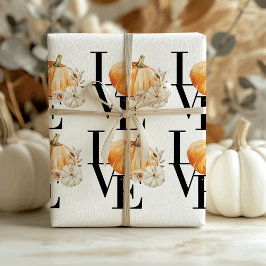 Modern Watercolor Orange Pumpkin With Love Geschenkpapier