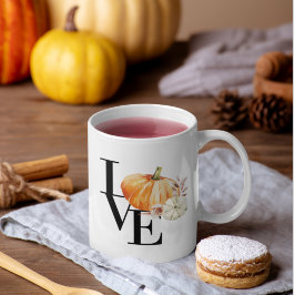 Modern Watercolor Orange Pumpkin With Love Kaffeetasse