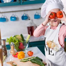 Modern Watercolor Orange Pumpkin With Love Kinderschürze