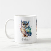 Modern Watercolor Owl Custom Name Kaffeetasse (Links)