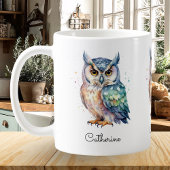 Modern Watercolor Owl Custom Name Kaffeetasse
