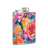 Modern Watercolor Paint Daubs Roses Bouquet Flachmann (Rechts)