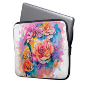 Modern Watercolor Paint Daubs Roses Bouquet Laptopschutzhülle (Vorderseite Links)