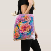 Modern Watercolor Paint Daubs Roses Bouquet Tasche (Von Nahem)