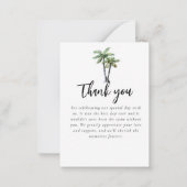 Modern Watercolor Palm Tree Wedding Vielen Dank Mitteilungskarte (Rückseite)