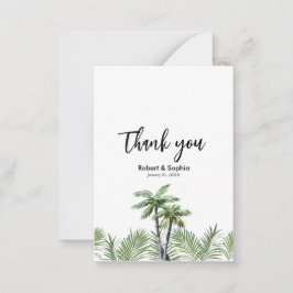 Modern Watercolor Palm Tree Wedding Vielen Dank Mitteilungskarte