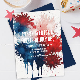 Modern Watercolor Patriotic 4. Juli GRILLEN Einladung