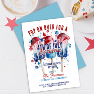 Modern Watercolor Patriotic 4. Juli Party Einladung