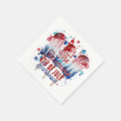 Modern Watercolor Patriotic 4. Juli Party Serviette (Ecke)