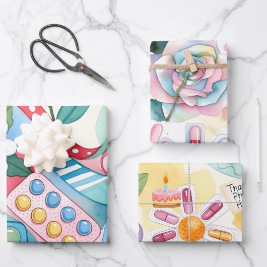 Modern Watercolor Pharmacy Thanks Pharm Hero Geschenkpapier Set (Vorderseite)