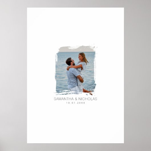 Modern Watercolor Photo Wedding Guest Signature Poster (Vorne)