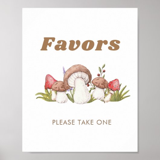 Modern Watercolor Pilz Lieblingszeichen Poster (Vorne)