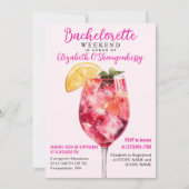 Modern Watercolor Pink Drink Bachelorette Einladung (Vorderseite)