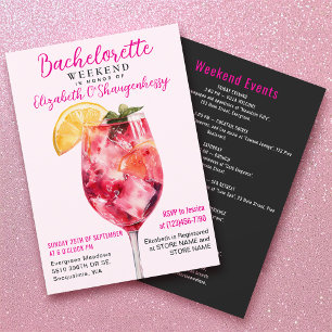 Modern Watercolor Pink Drink Bachelorette Einladung