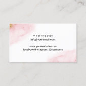 Modern Watercolor Pink & Gold Ombre Beauty Salon Visitenkarte (Rückseite)