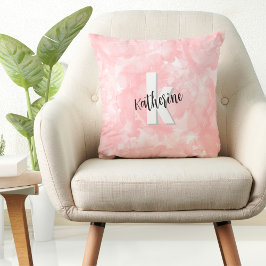 Modern Watercolor Pink Monogram Kissen
