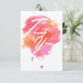 Modern, watercolor pink orange dankeskarte (Stehend Vorderseite)