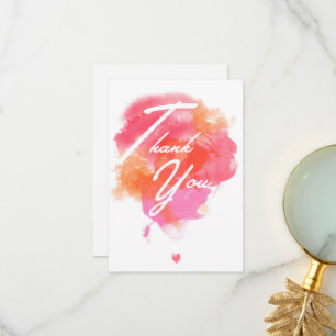 Modern, watercolor pink orange dankeskarte