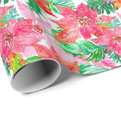 Modern Watercolor Poinsettia Blume Weihnachten Geschenkpapier (Rolleneckpunkt)