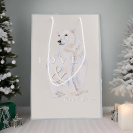 Modern Watercolor Polar Bear Weihnachtstypografie Mittlere Geschenktüte